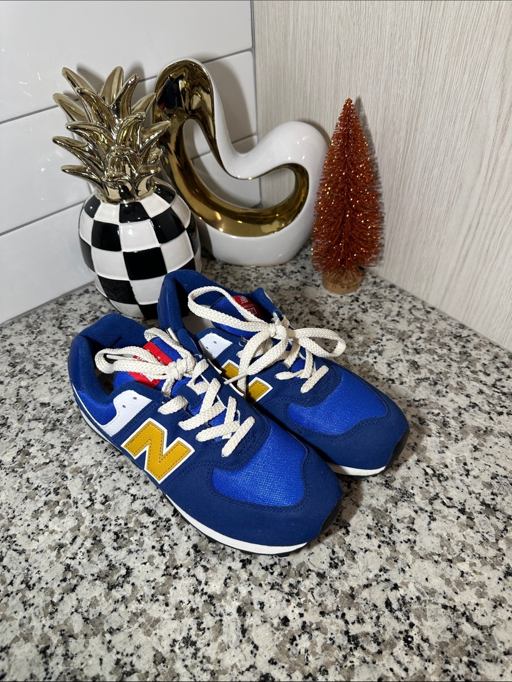 New Balance Kids Blue & Yellow Athletic Sneakers